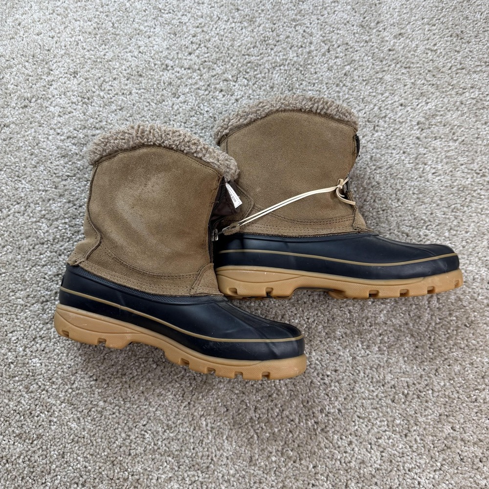 London Fog Boots Womens Size 7 Brown Leather Duck Mid Calf Winter Snow